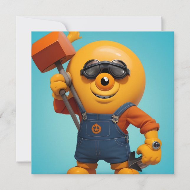 Fröhlicher Baumeister – Gelber Held mit Hammer   (Anverso)