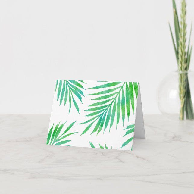 Frondas verdes de la palma de la acuarela de la (Anverso)