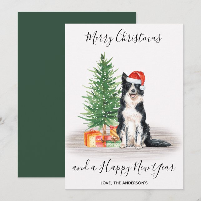 Frontera Collie Dog Santa Tree Feliz Navidad (Anverso / Reverso)