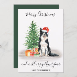 Frontera Collie Dog Santa Tree Feliz Navidad