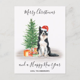 Frontera Collie Dog Santa Tree Feliz Navidad