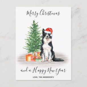 Frontera Collie Dog Santa Tree Feliz Navidad