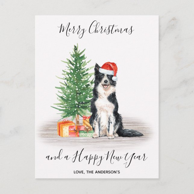 Frontera Collie Dog Santa Tree Feliz Navidad (Anverso)