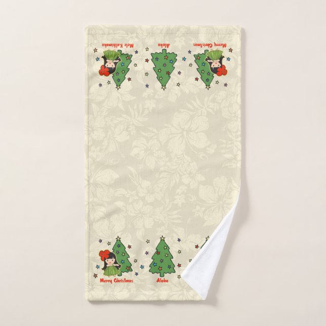 Frontera hawaiana del chica de Hula del navidad de (Toalla de mano)
