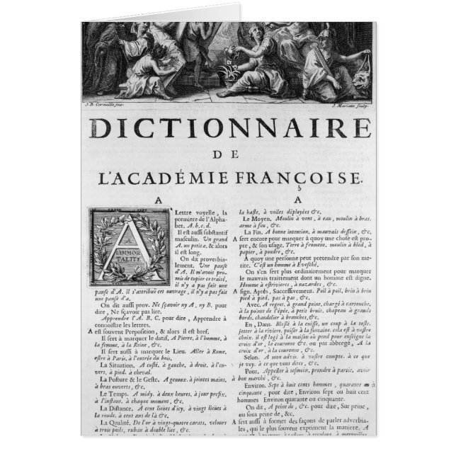 Frontispiece para el diccionario de la academia (Frente)