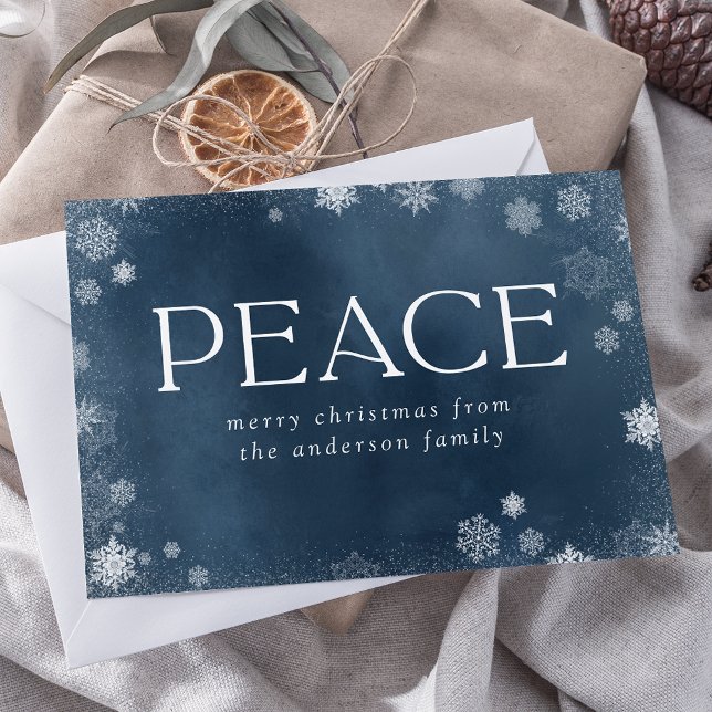 Frosted Peace Navy Acuarela Tarjeta de Navidad sin (Subido por el creador)