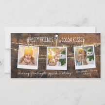 Frosty Friends & Cocoa Besan tarjeta de 3 fotos de