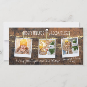 Frosty Friends & Cocoa Besan tarjeta de 3 fotos de