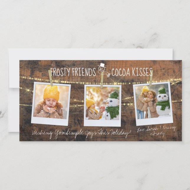 Frosty Friends & Cocoa Besan tarjeta de 3 fotos de (Anverso)