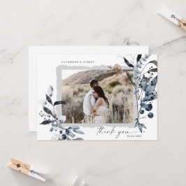Frosty Winter Floral Gracias Tarjeta Boda