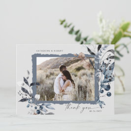 Frosty Winter Floral Gracias Tarjeta Boda