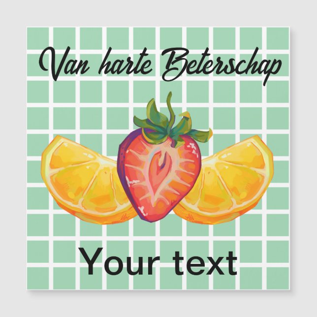 Fruit, Strawberry, orange, beterschap (Anverso)