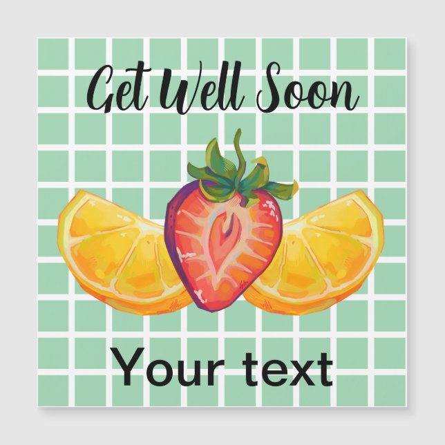 Fruit, Strawberry, orange, get Well soon (Anverso)