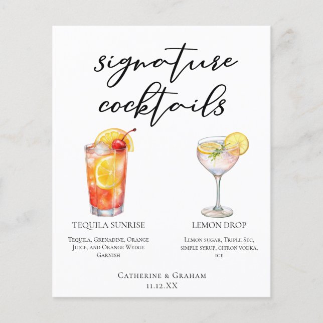Fruity Garden Wedding Signature Cocktails Menú (Anverso)
