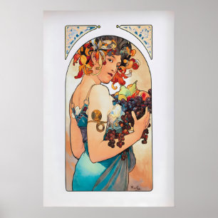 Fruta de Alphonse Mucha Arte Antiguo Nouveau Fino