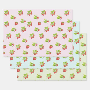 Fruta de fresa, hojas y flores