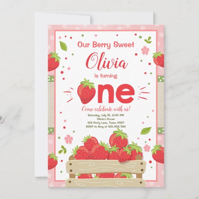 Fruta de verano de la invitación al primer cumplea (Anverso)