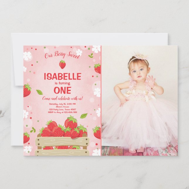 Fruta de verano de la invitación al primer cumplea (Anverso)
