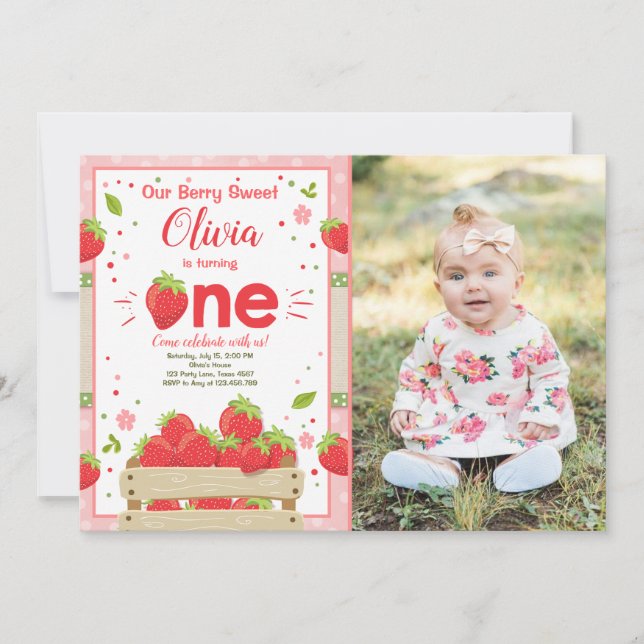 Fruta de verano de la invitación al primer cumplea (Anverso)