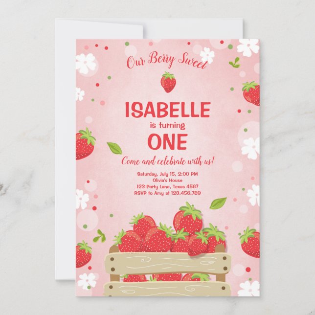 Fruta de verano de la invitación al primer cumplea (Anverso)