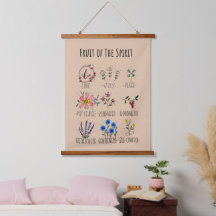 Fruta del Espíritu Tapiz de pared con madera encim