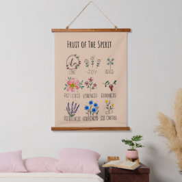 Fruta del Espíritu Tapiz de pared con madera encim
