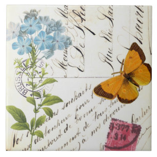 Fruta del vintage y teja floral de la postal…