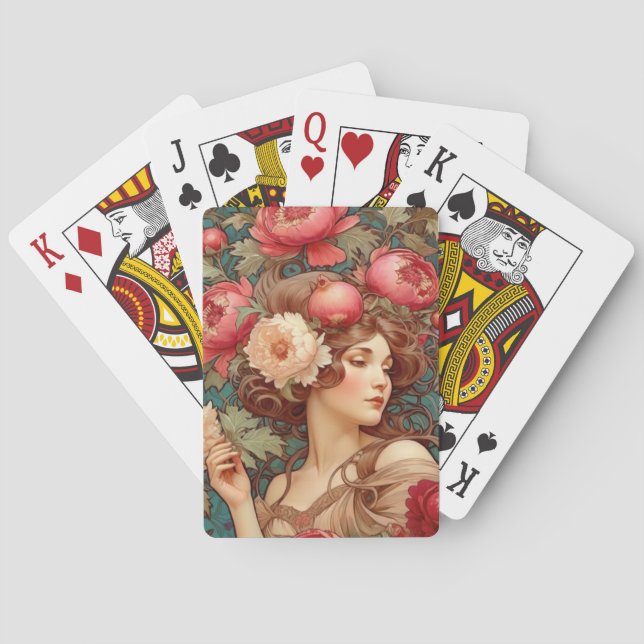 Fruta floral Art Nouveau Jugando Cartas (Reverso)