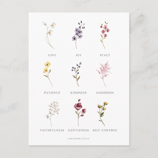 Fruta floral del espíritu galatiano 5 postal (Anverso)