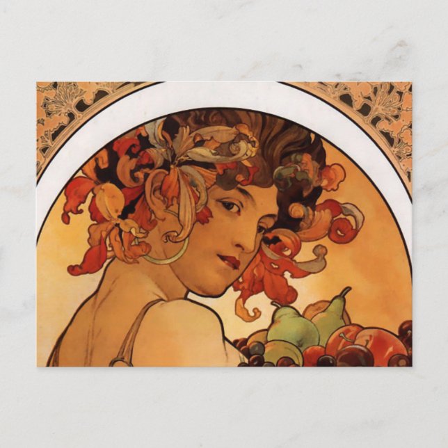 "Fruta" por postal de Alphonse Mucha (Anverso)