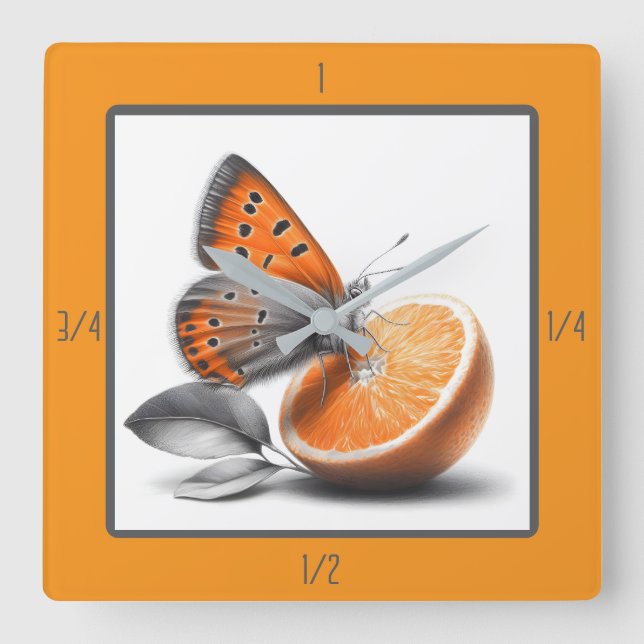 Fruta - Reloj de pared de mariposa (Anverso)