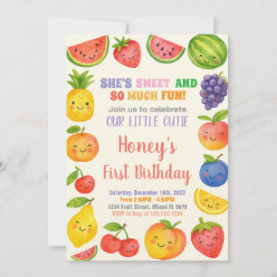 Fruta tropical Invitación de primer cumpleaños