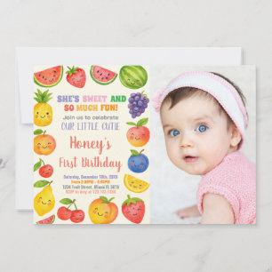 Fruta tropical Invitación de primer cumpleaños con