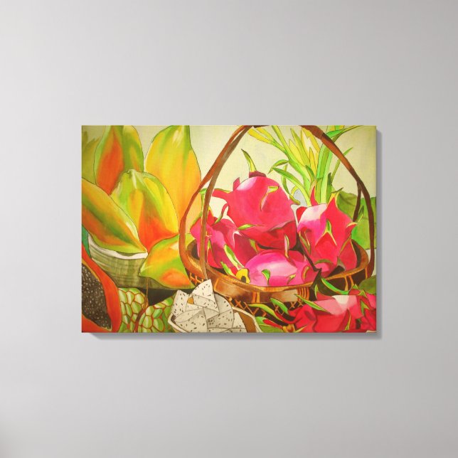 Fruta tropical Todavía la vida arte acuarela origi (Anverso)