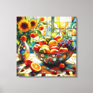 Frutas acuáticas y arte de tela de flores
