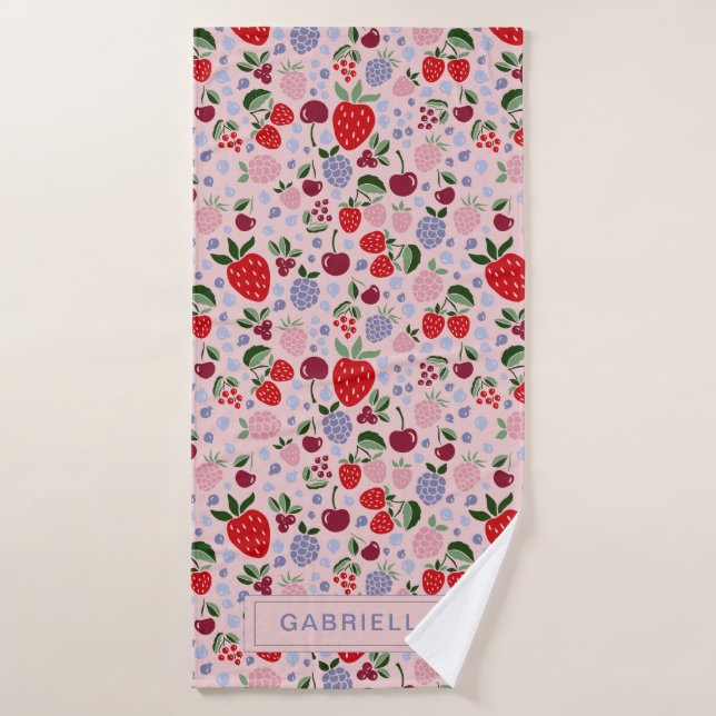 Frutas Bayas de Verano Rosa Damas de Honor Persona (Toalla de baño)