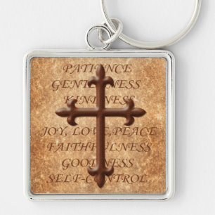 Frutas cristianas del llavero de la cruz del