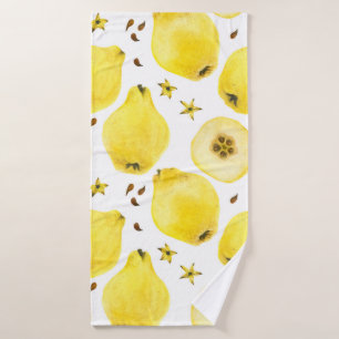 Frutas frescas de membrillo amarillo, acuarela tra