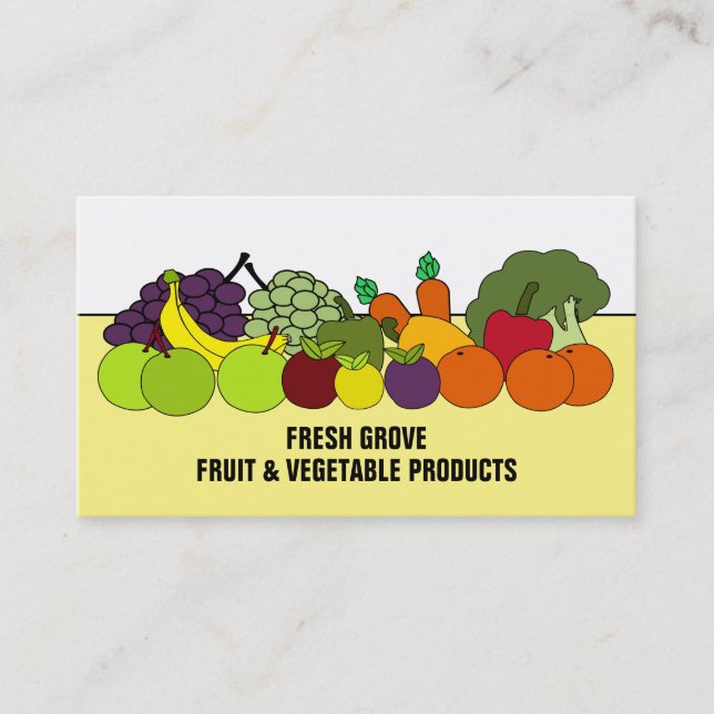 Frutas y hortalizas, tarjeta de visita de Greengro (Anverso)