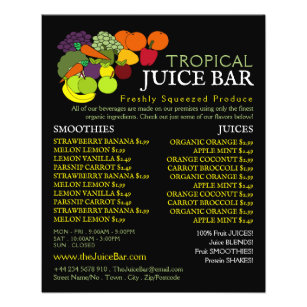 Frutas y verduras, publicidad en barra de zumo
