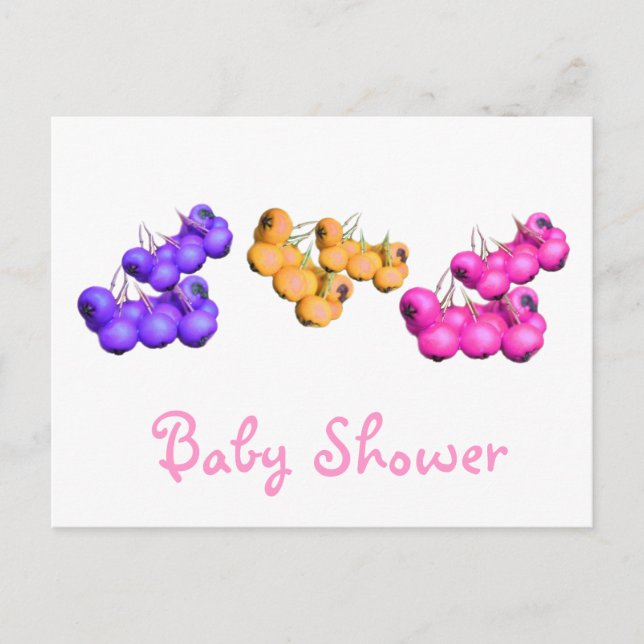 Frutos coloridos invitación a la ducha de bebé (Anverso)
