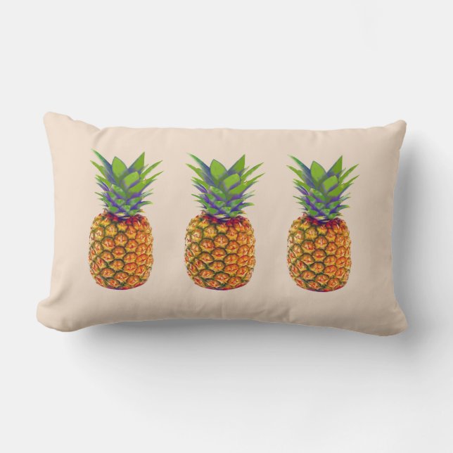 Frutos de piña en almohada lumbar beige clara (Anverso)