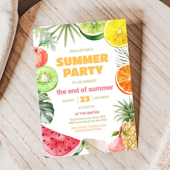 Frutos de verano fin de invitación a fiesta de ver (End of Summer Party Invitation)