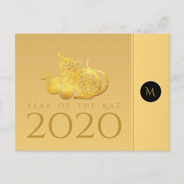 Frutos del Año de la Rata 2020 Elegante postal mon (Anverso)