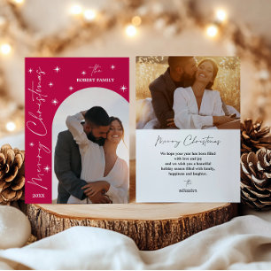 Fuchsia Arch Chic Script 2 Foto FELIZ Navidad 