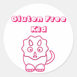 Fuchsia Dino Gluten Pegatina infantil libre