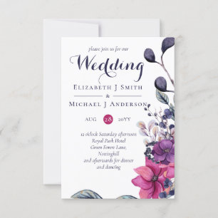 Fuchsia Dreams Wedding Invitación con Env SMALL