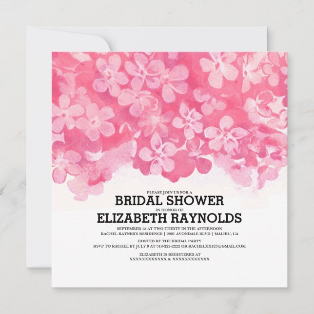 Fuchsia Flowers Invitaciones a ducha de novias (Anverso)