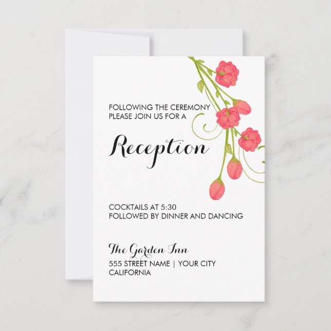 Fuchsia Garden Rosas - Tarjeta de recepción (Anverso)