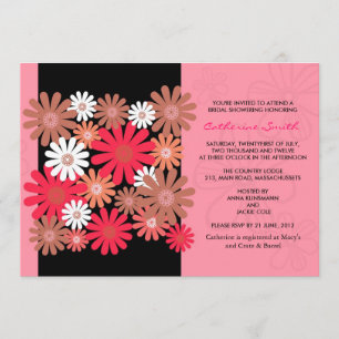 Fuchsia Gerber Daisy Bridal Shower Invitación